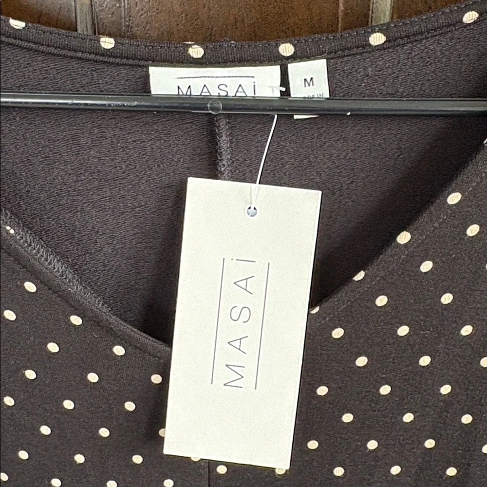 NWT MASAI Copenhagen Gizina Dress Black Polka Dot Size Medium